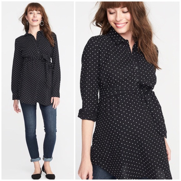 Old Navy Tops - Old Navy Tie-Waist Polka Dot Maternity Blouse M